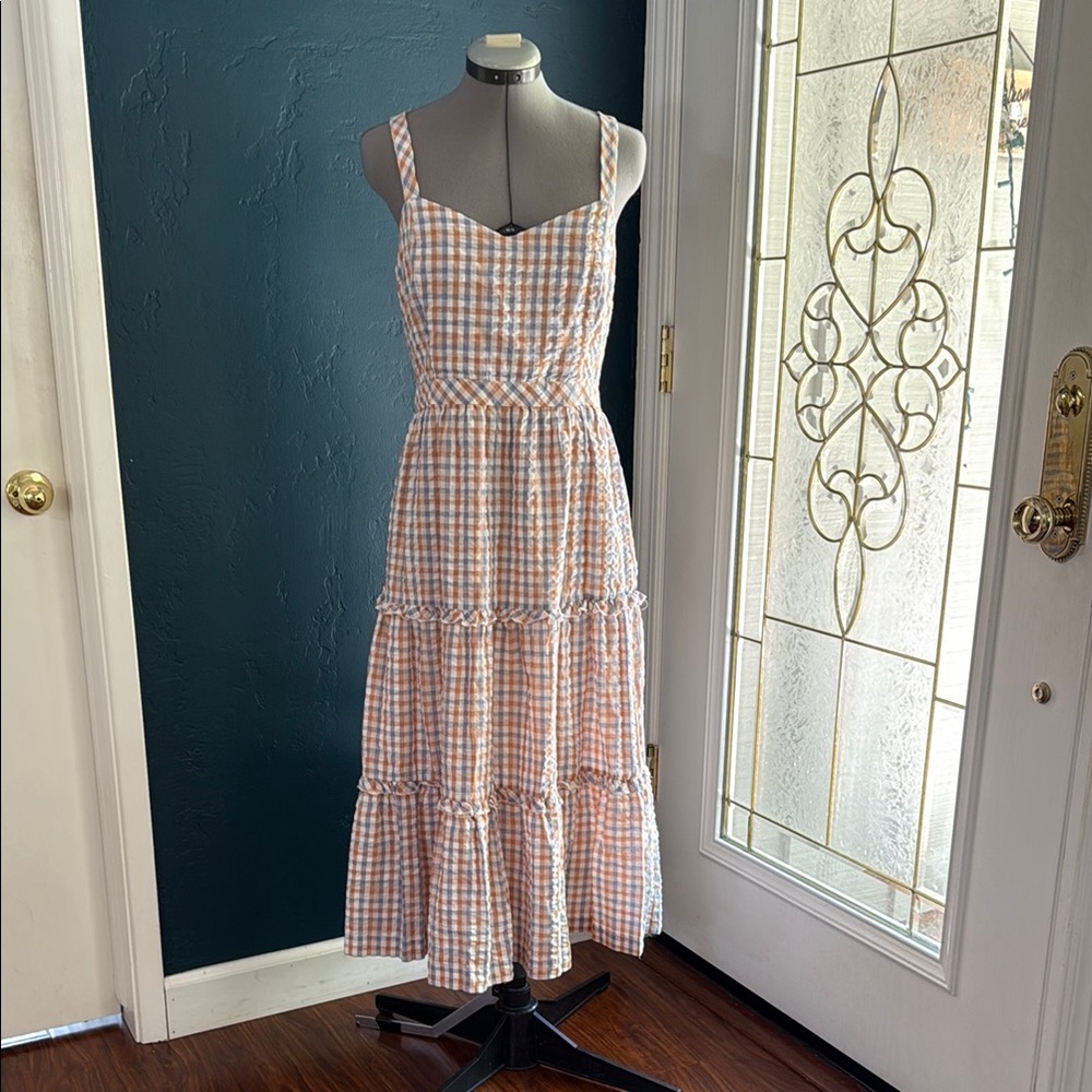Gingham Sweetheart Ruffle-Tiered Midi Dress by Madewell